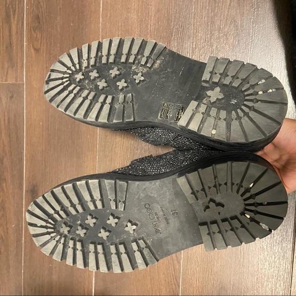 Jimmy Choo Glistening Tweed Embellished Flat Ankle Boots - Picture 6 of 6